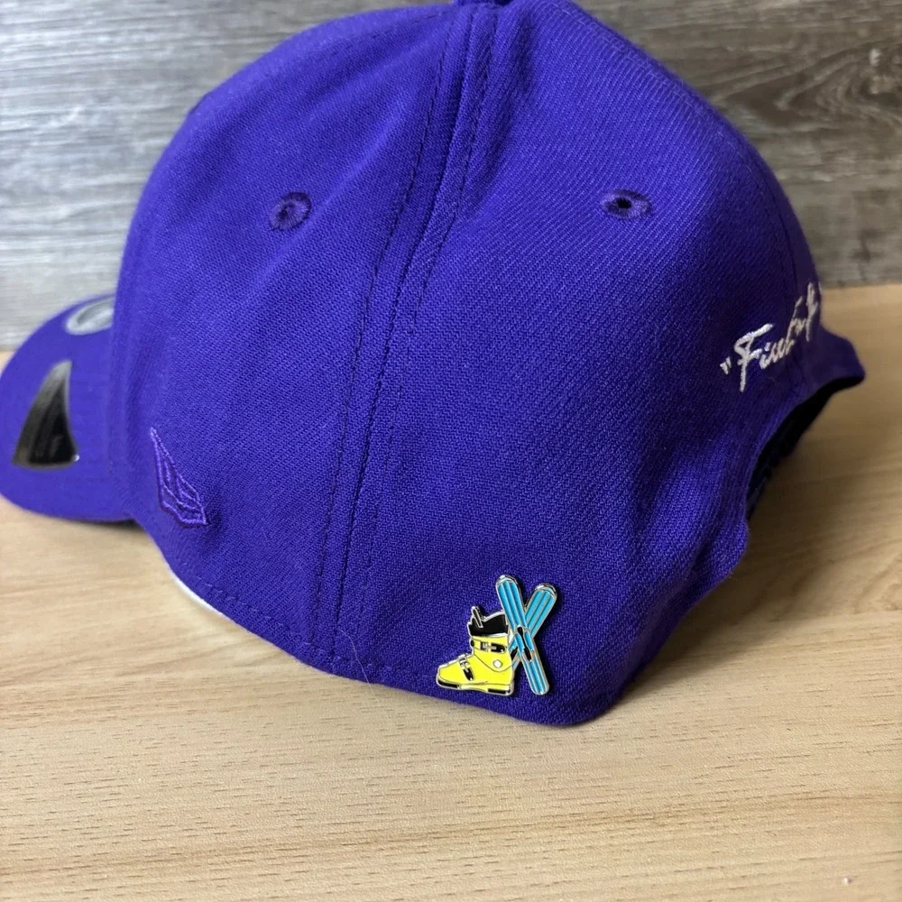 New Era Hat Cap Snap Back Trucker Purple Ski Skiing Embroidered Mens